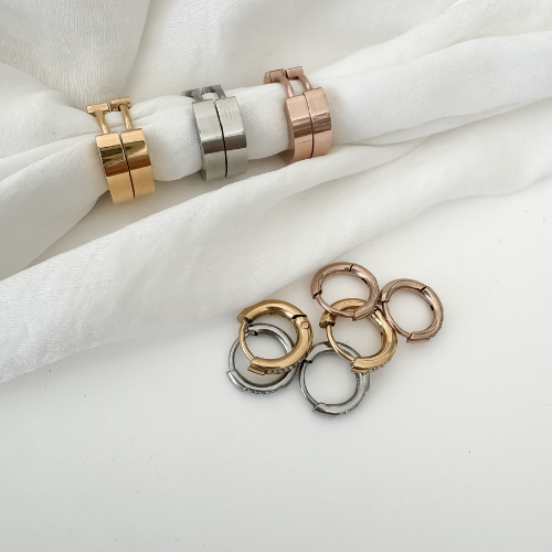 Huggie Duo Earrings Steel
