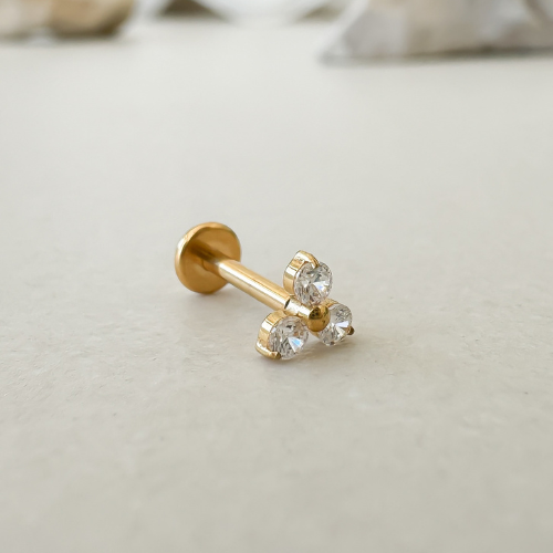 Tri Flower Flat Back Stud